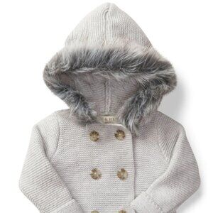 Faux Fur Hooded Sweater~ Hope & Henry~ 0-3m~ Organic cotton